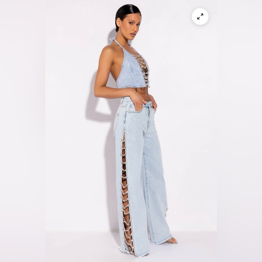 AKIRA- COVERED IN DIAMONDS RELAXED JEANS